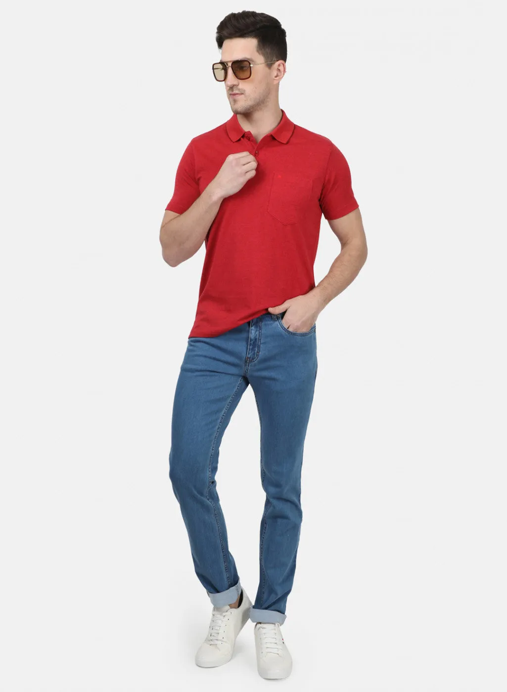 Mens Maroon Plain T-Shirts
