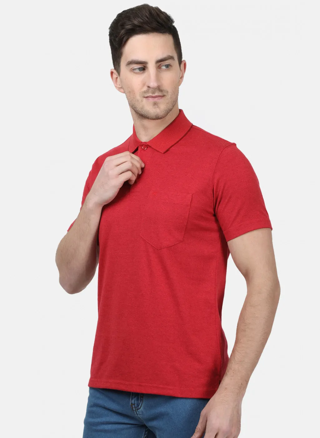 Mens Maroon Plain T-Shirts