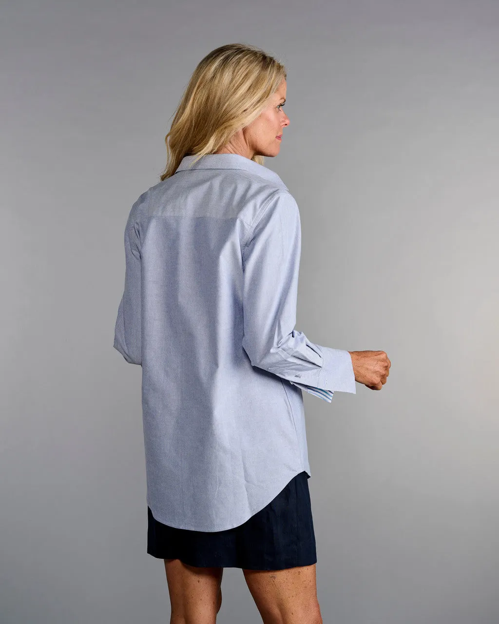 Modified Boyfriend Shirt- Cadet Blue