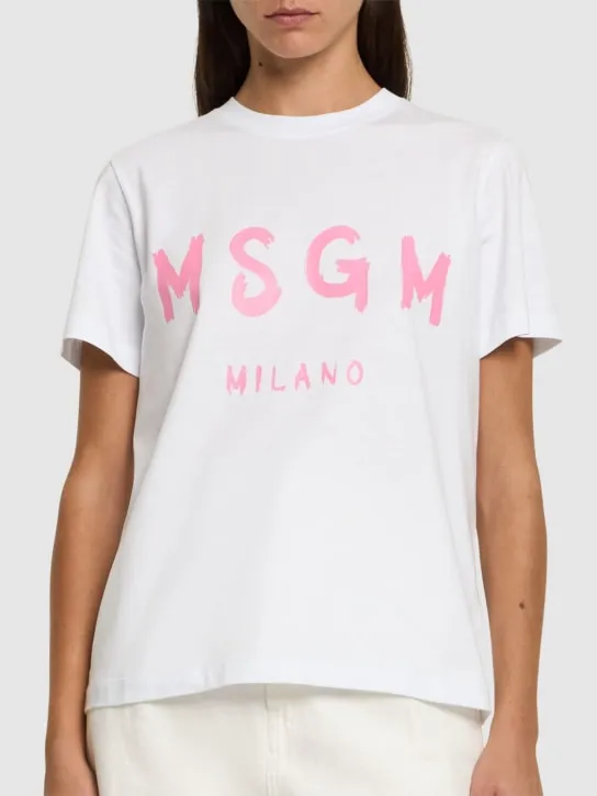 MSGM   Cotton jersey logo t-shirt 