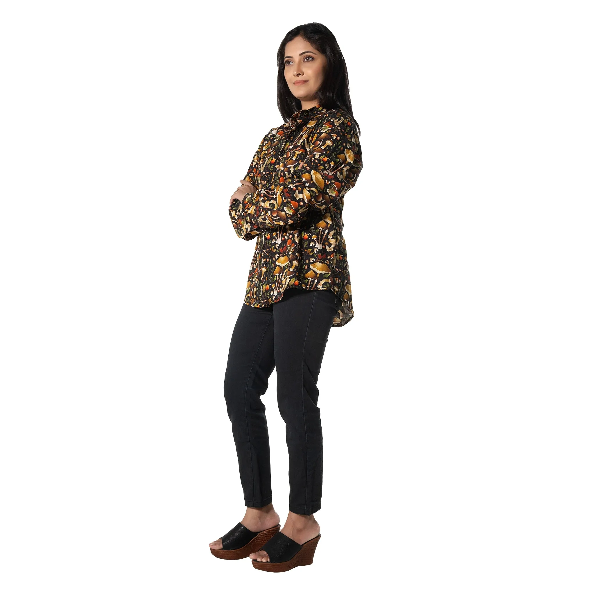 Mushroom Long Sleeve Button-Up Shirt