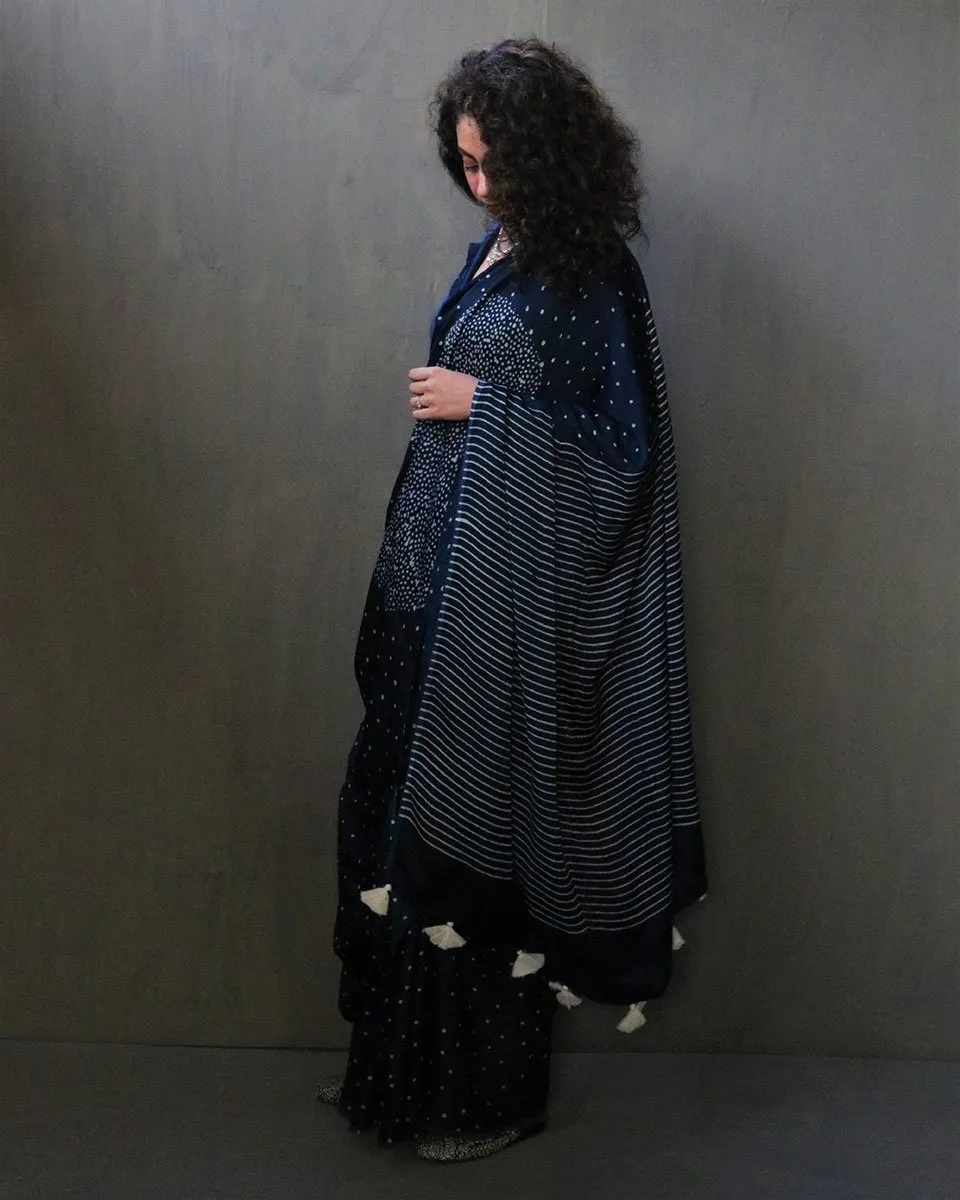 Nadia Handblockprinted  Modal Silk Saree