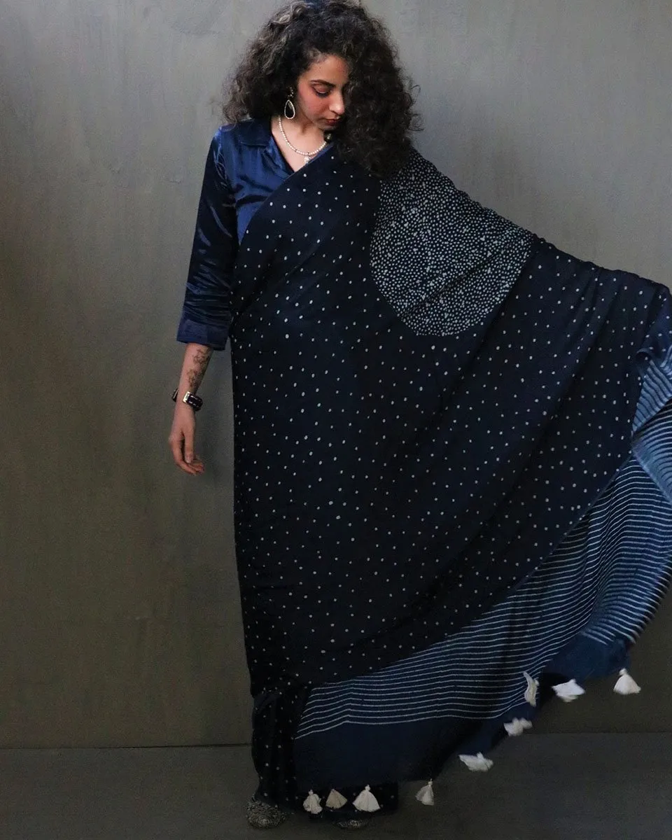 Nadia Handblockprinted  Modal Silk Saree
