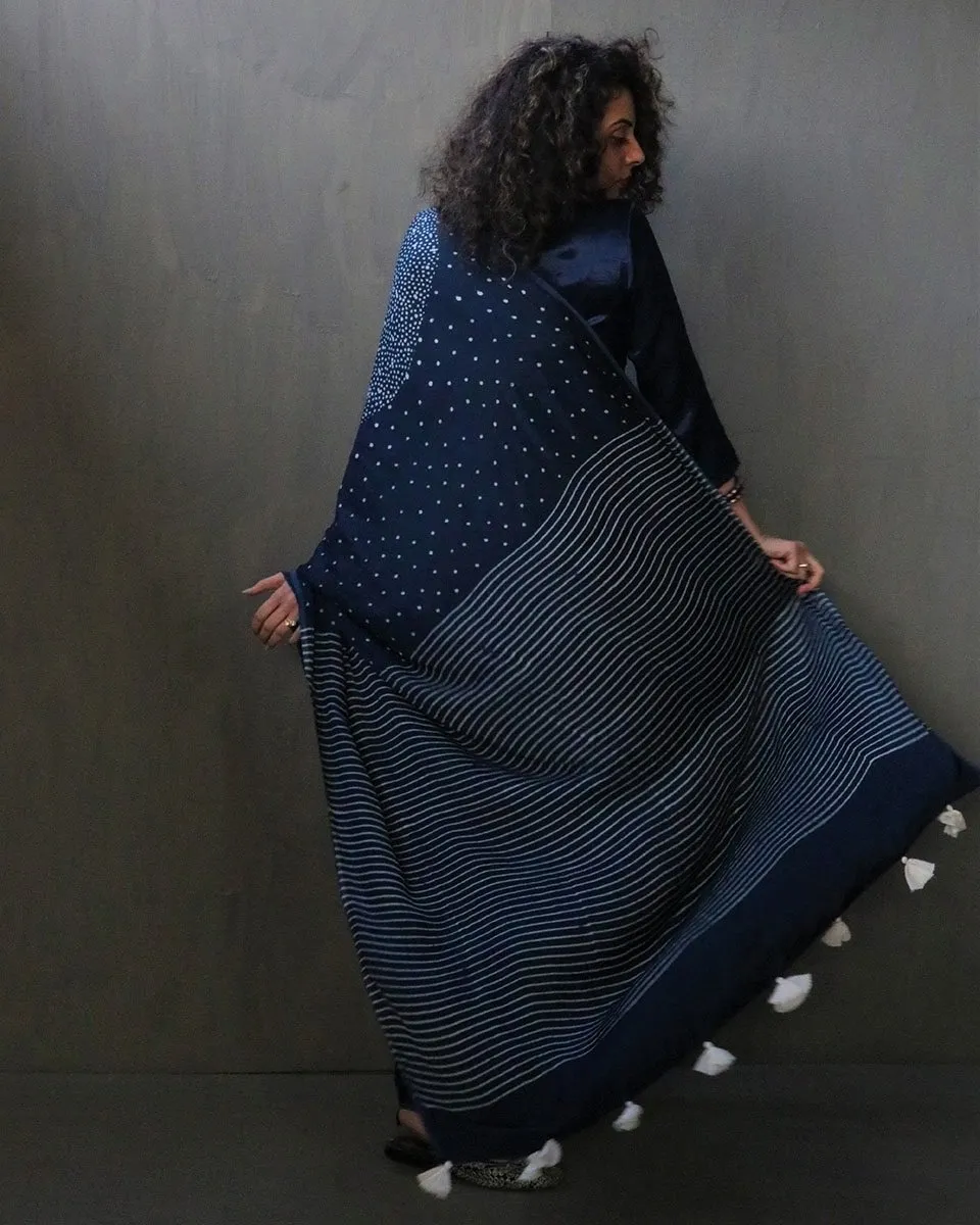 Nadia Handblockprinted  Modal Silk Saree