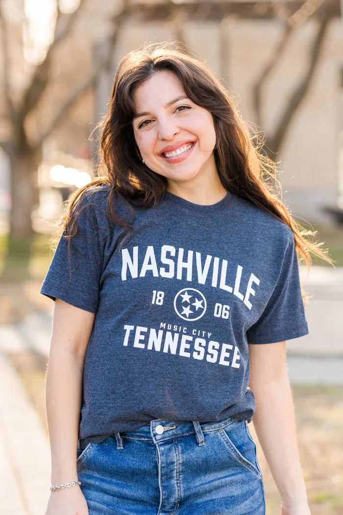 Nashville Tennessee Unisex Tristar Tee in Navy