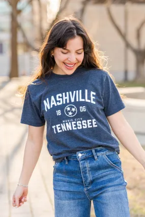 Nashville Tennessee Unisex Tristar Tee in Navy