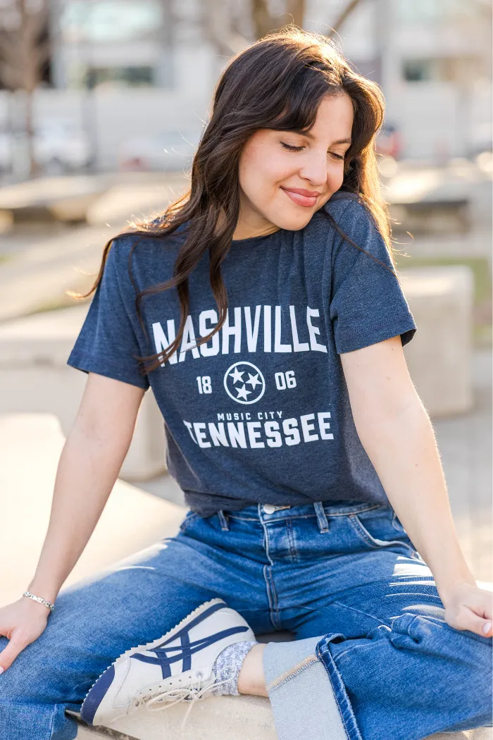 Nashville Tennessee Unisex Tristar Tee in Navy