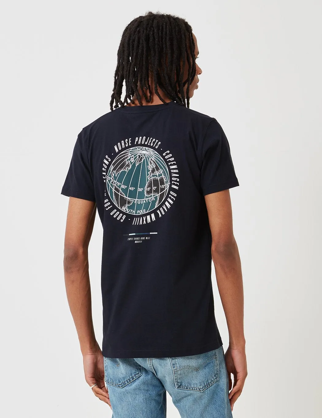 Norse Projects Niels Globe Logo T-Shirt - Dark Navy