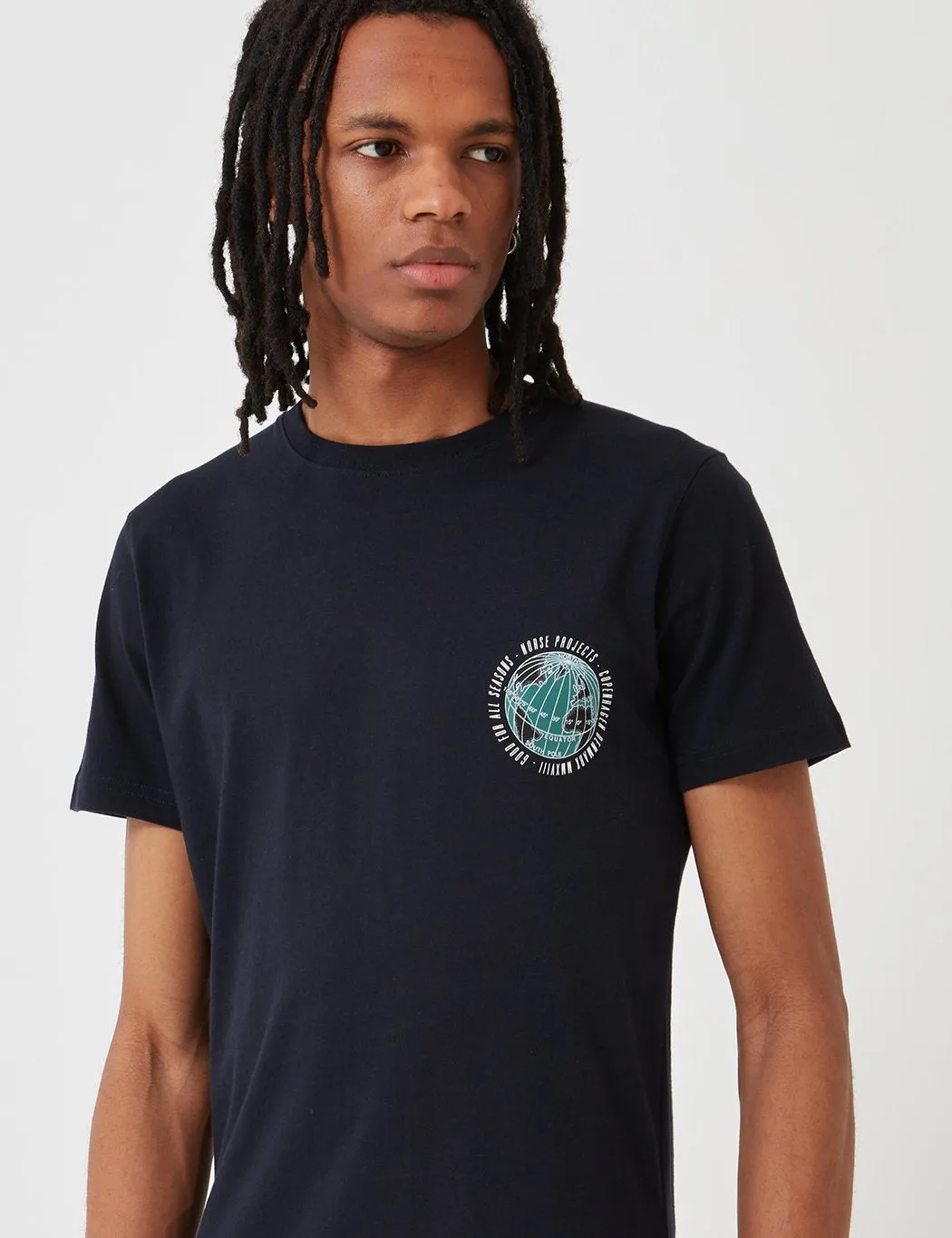 Norse Projects Niels Globe Logo T-Shirt - Dark Navy