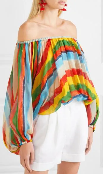 Oversized Striped Silk-Chiffon Top