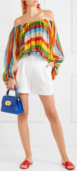 Oversized Striped Silk-Chiffon Top