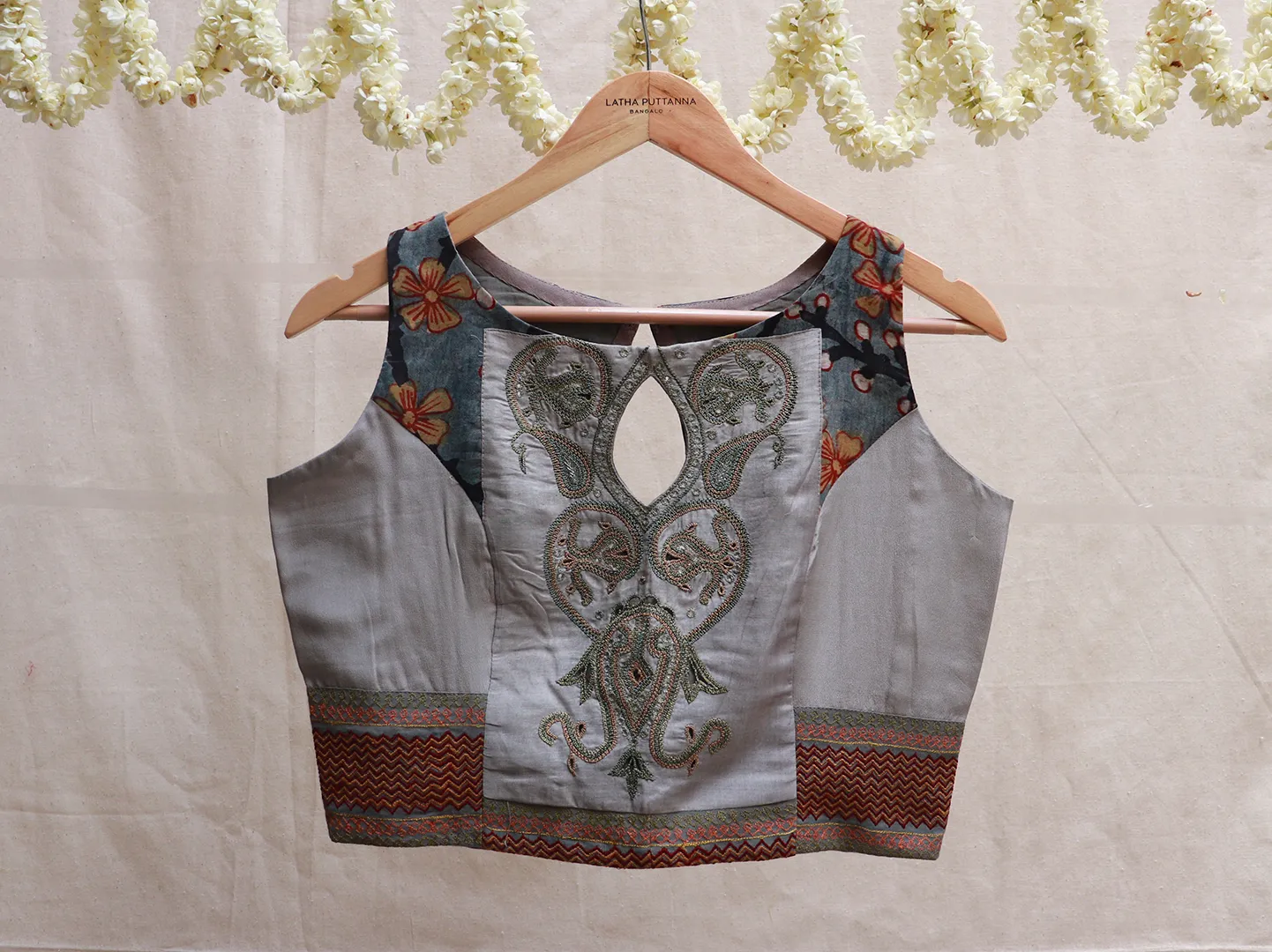 Pewter Grey, Hand Embroidery blouse
