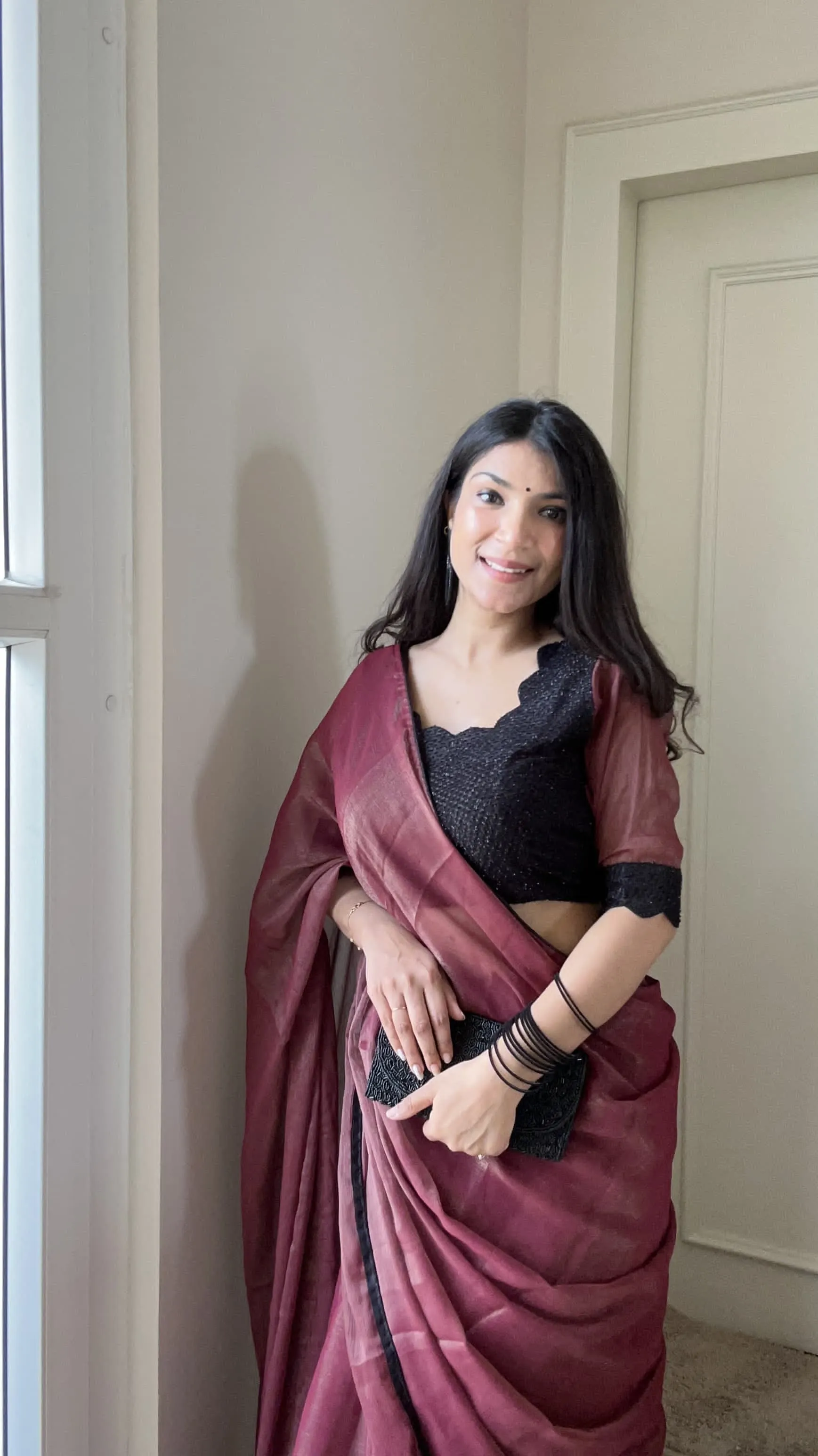 Premium Gold Coin Saree With Beautiful Pattern & Attractive Georgette Stiched Blouse