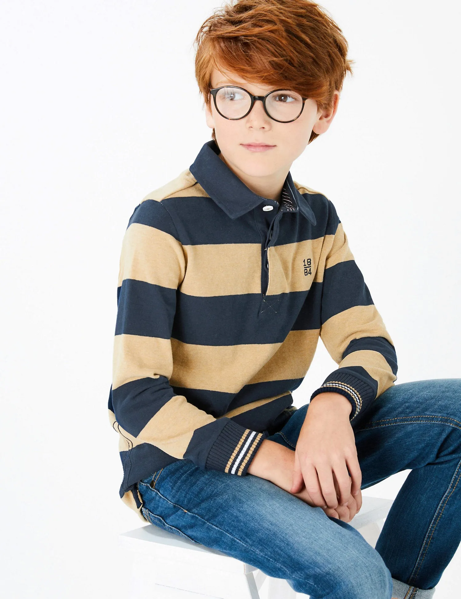 Pure Cotton Striped Rugby Top