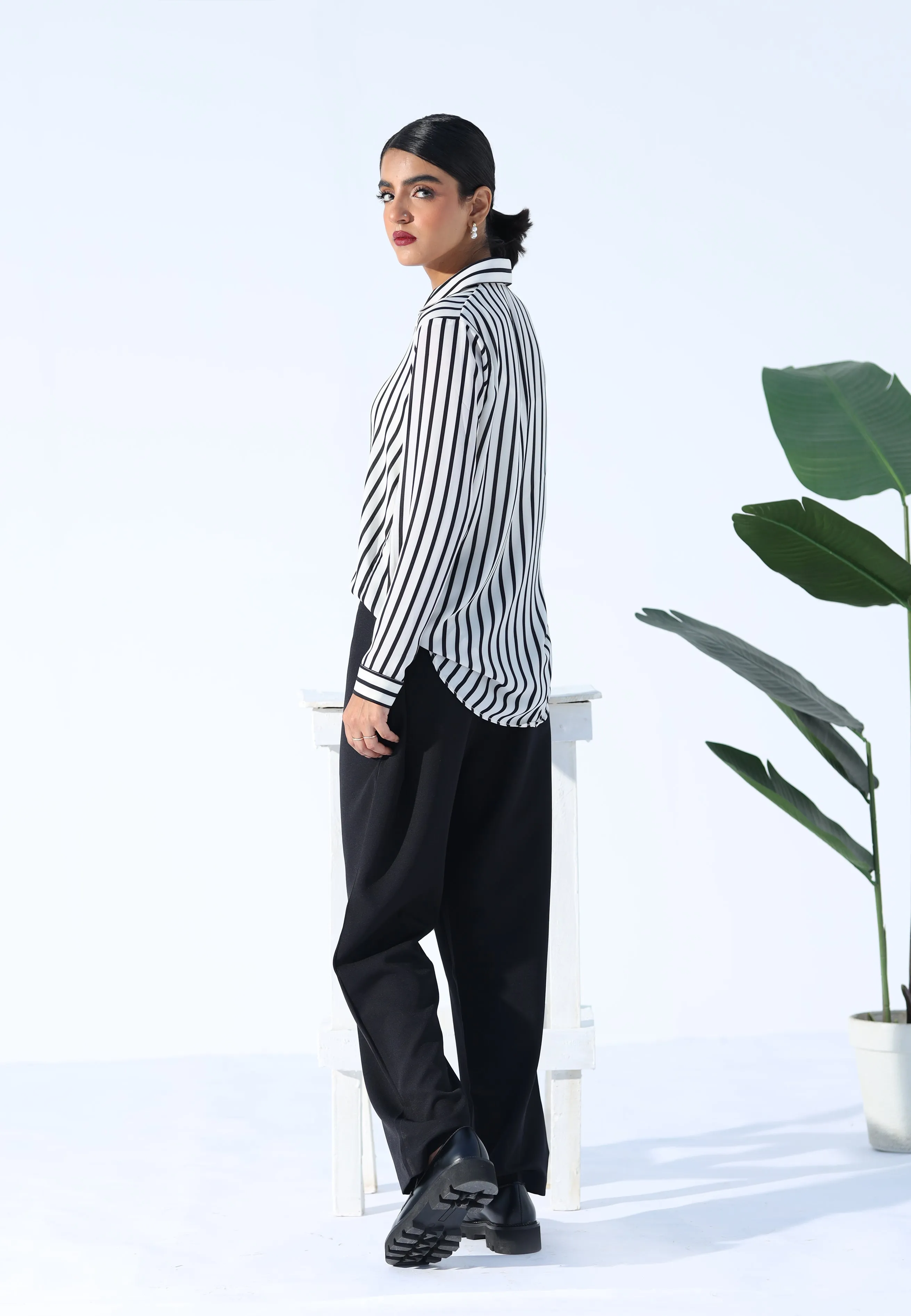 Retro Stripe Button-Up