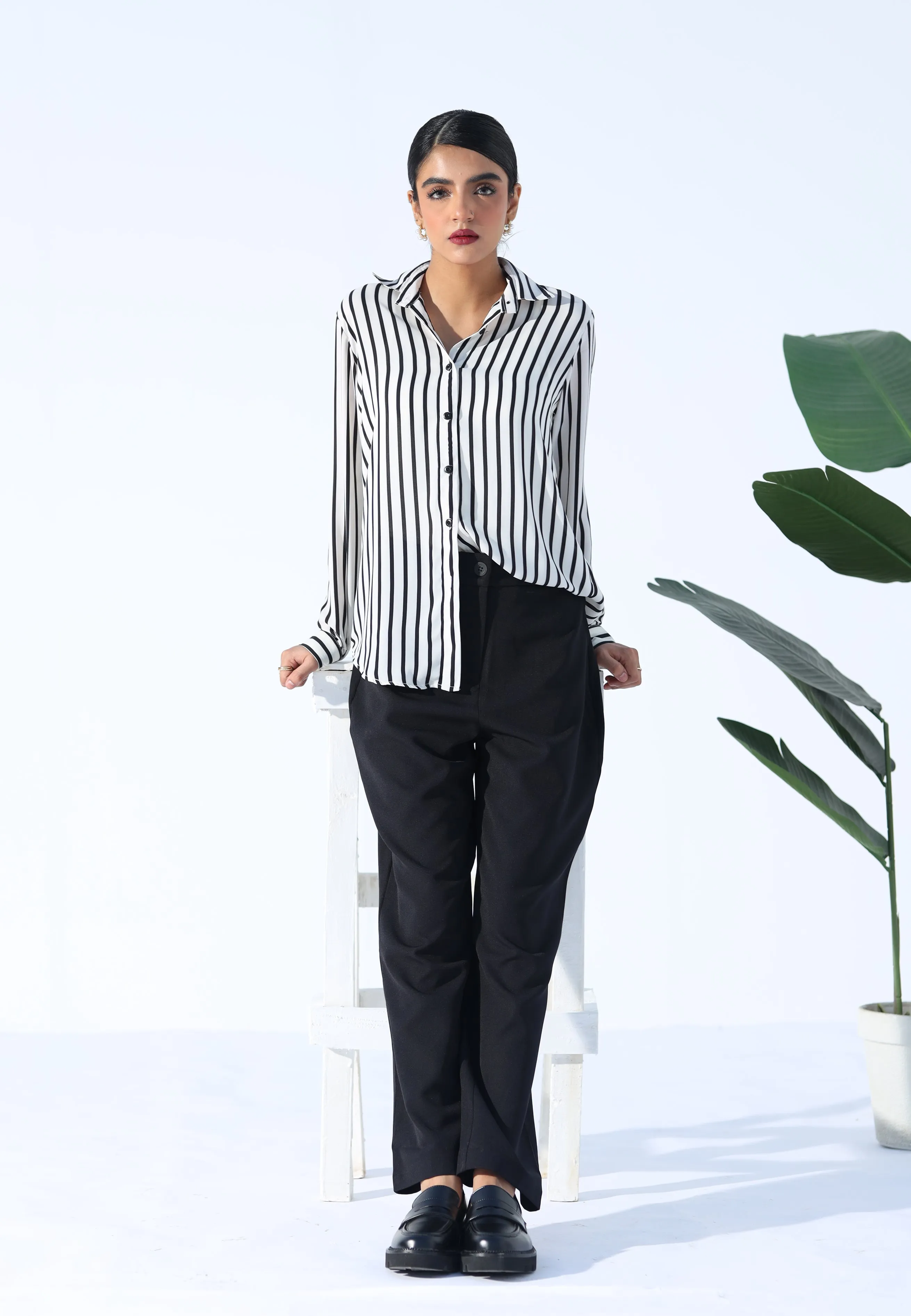 Retro Stripe Button-Up