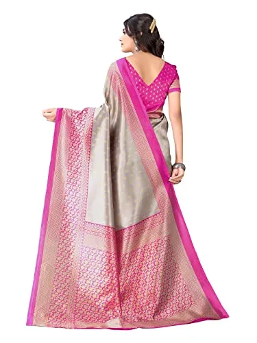 Satrani Women's Banarasi Silk Blend Saree (2438ST887_Dusty Grey)