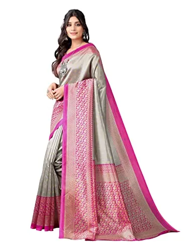 Satrani Women's Banarasi Silk Blend Saree (2438ST887_Dusty Grey)
