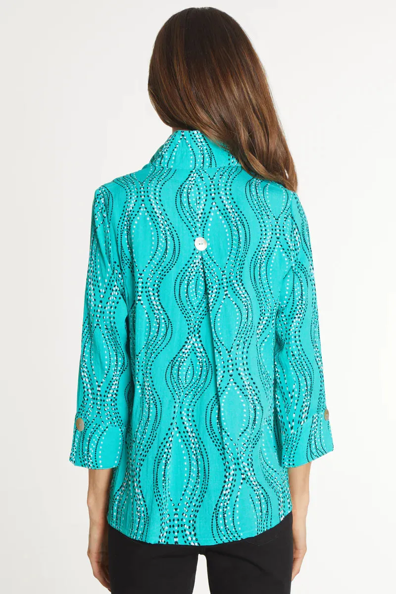 Seafoam Printed Button Up