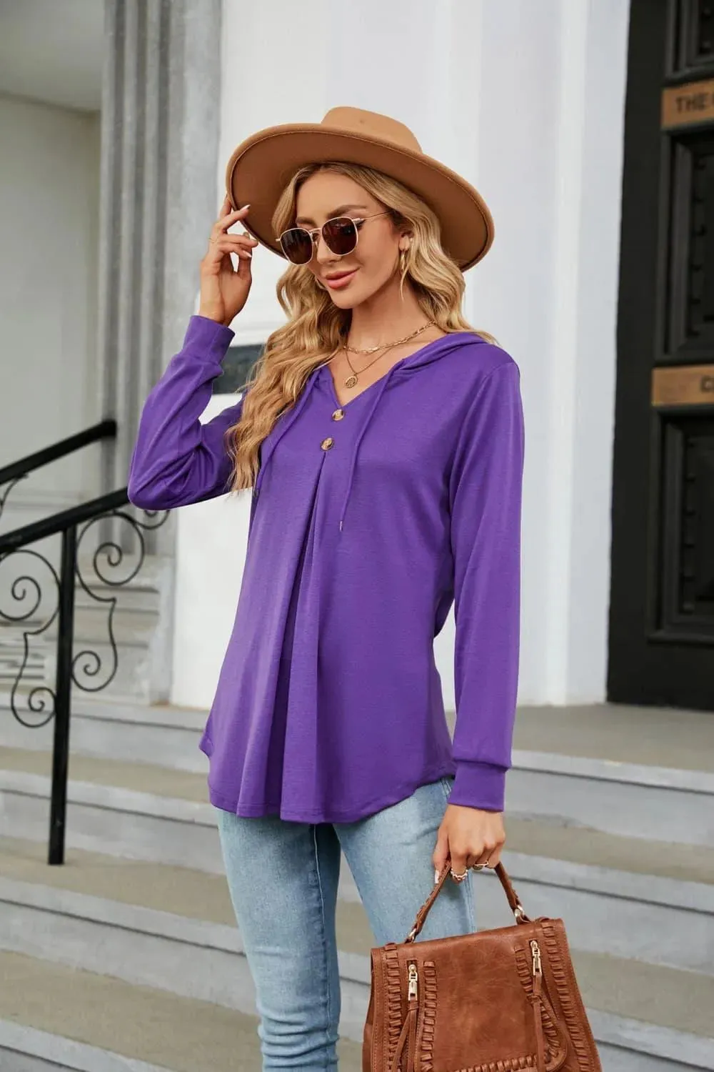 Stylish Long Sleeve Hooded Blouse: Shop Now for Casual Top