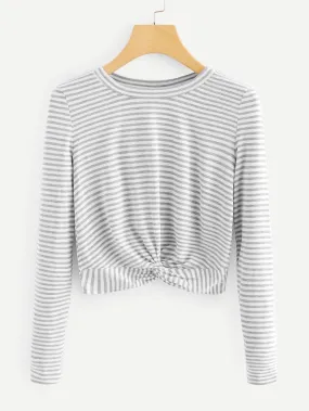 Twist Hem Striped Tee