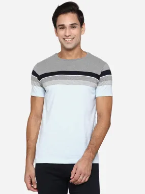 White & Grey Striped Slim Fit T-Shirt | Greenfibre