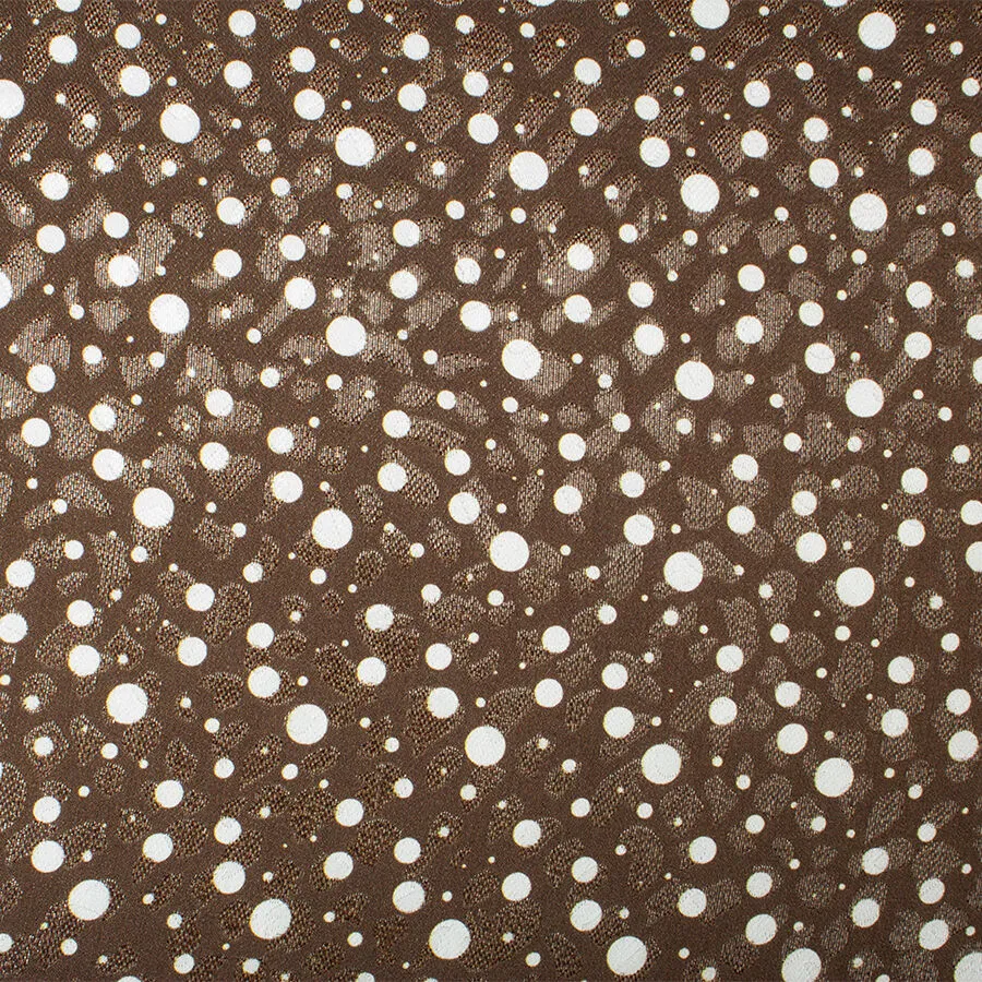 White Spotted Brown Metallic Silk Jacquard
