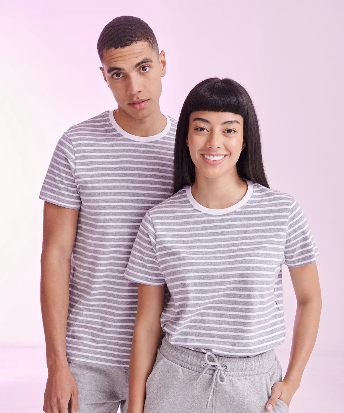 White/Oxford Navy - Unisex striped T