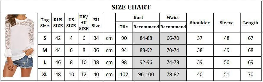 Women Blouse White Chiffon Lace Women Top