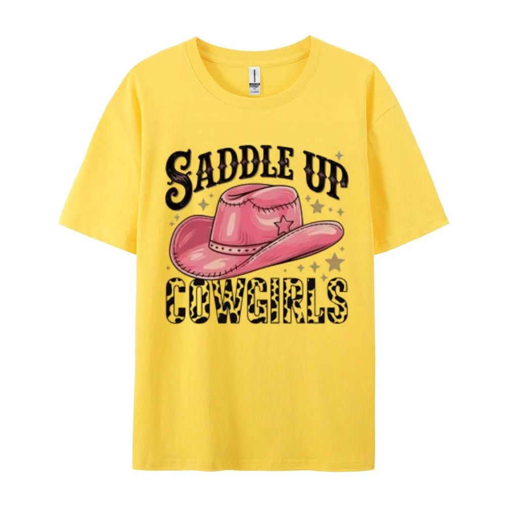 Women  Saddle Up Cowgirls Print Graphic T-shirt