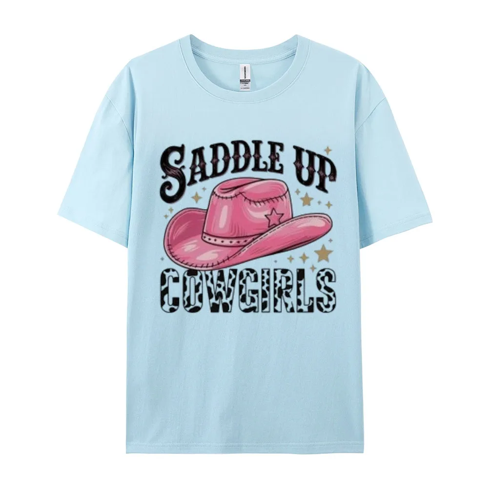 Women  Saddle Up Cowgirls Print Graphic T-shirt