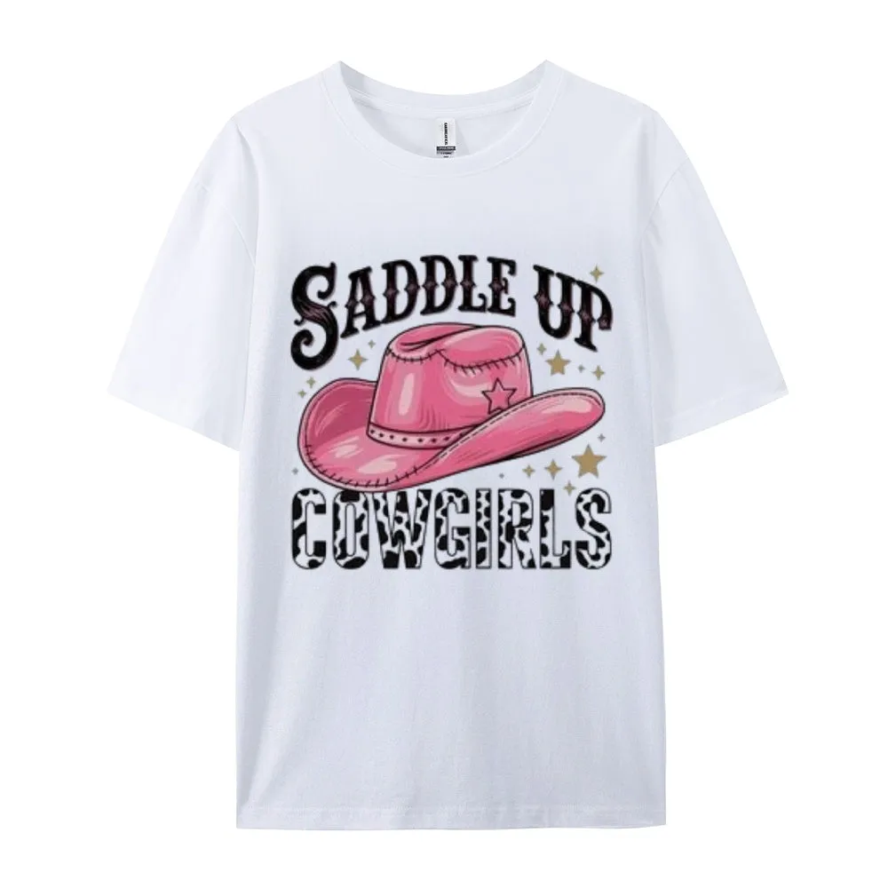 Women  Saddle Up Cowgirls Print Graphic T-shirt