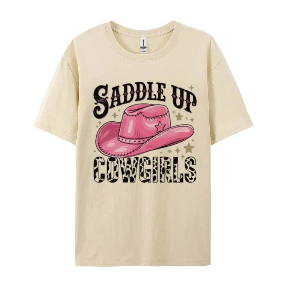 Women  Saddle Up Cowgirls Print Graphic T-shirt