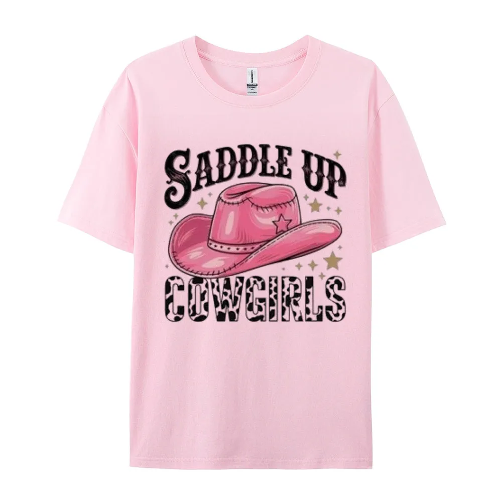 Women  Saddle Up Cowgirls Print Graphic T-shirt
