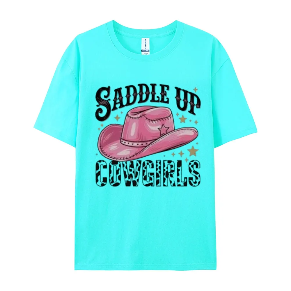 Women  Saddle Up Cowgirls Print Graphic T-shirt