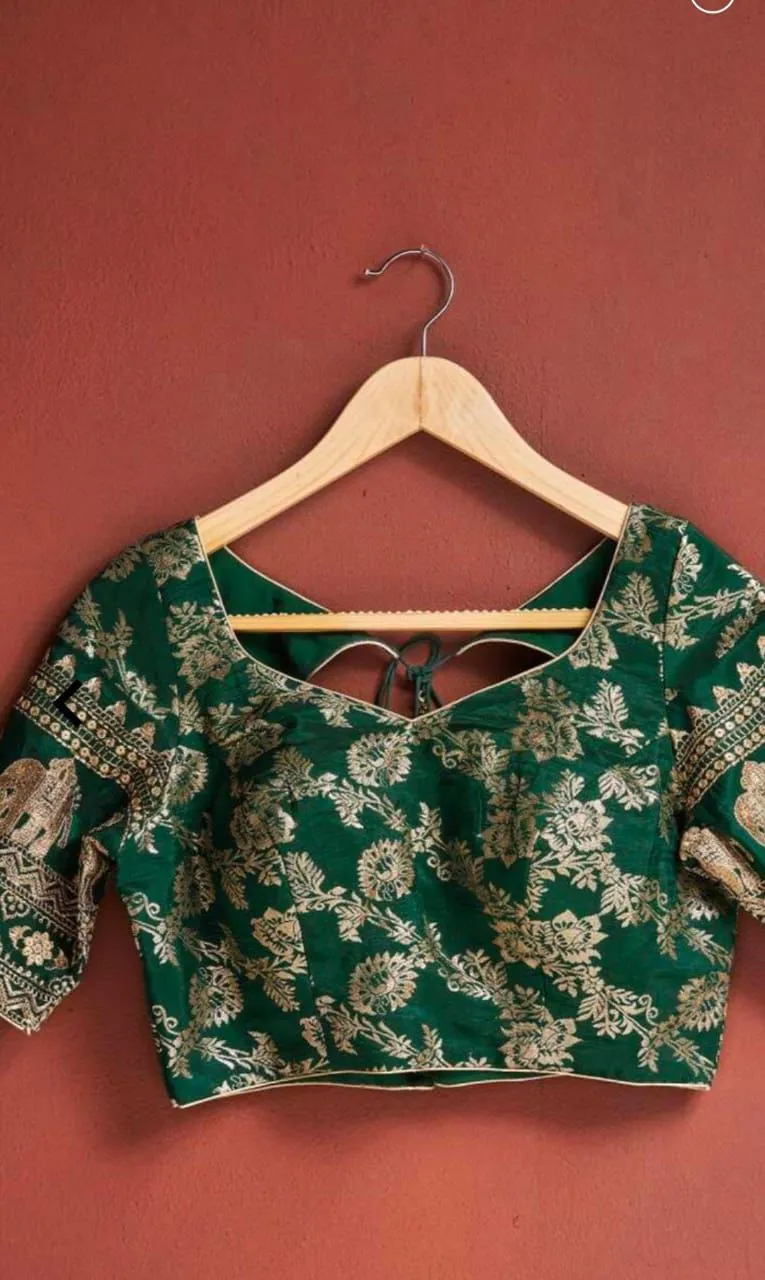 Women's Designer Party Wear Embroidery Sequence n Zari Work Golden Blouse